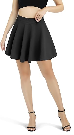 Women's Basic Versatile Stretchy Flared Casual Mini Skater Skirt