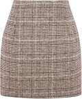 Womens Wool Plaid Mini Skirt Fall Winter High Waisted Bodycon Pencil Skirt